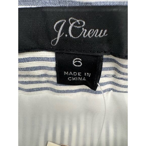 J CREW 6 Preppy Skirt Stripe Seersucker Pleated Button Front Pocket Nautical - Picture 7 of 16